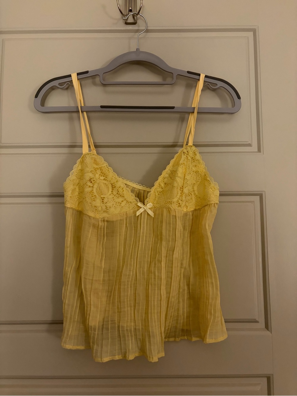 Yellow Lace-Detail Mesh Women's Top